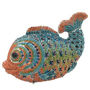 9616 Fish Rhinestone Clutch Purses Formal Evening Bags Prom Purse Wedding